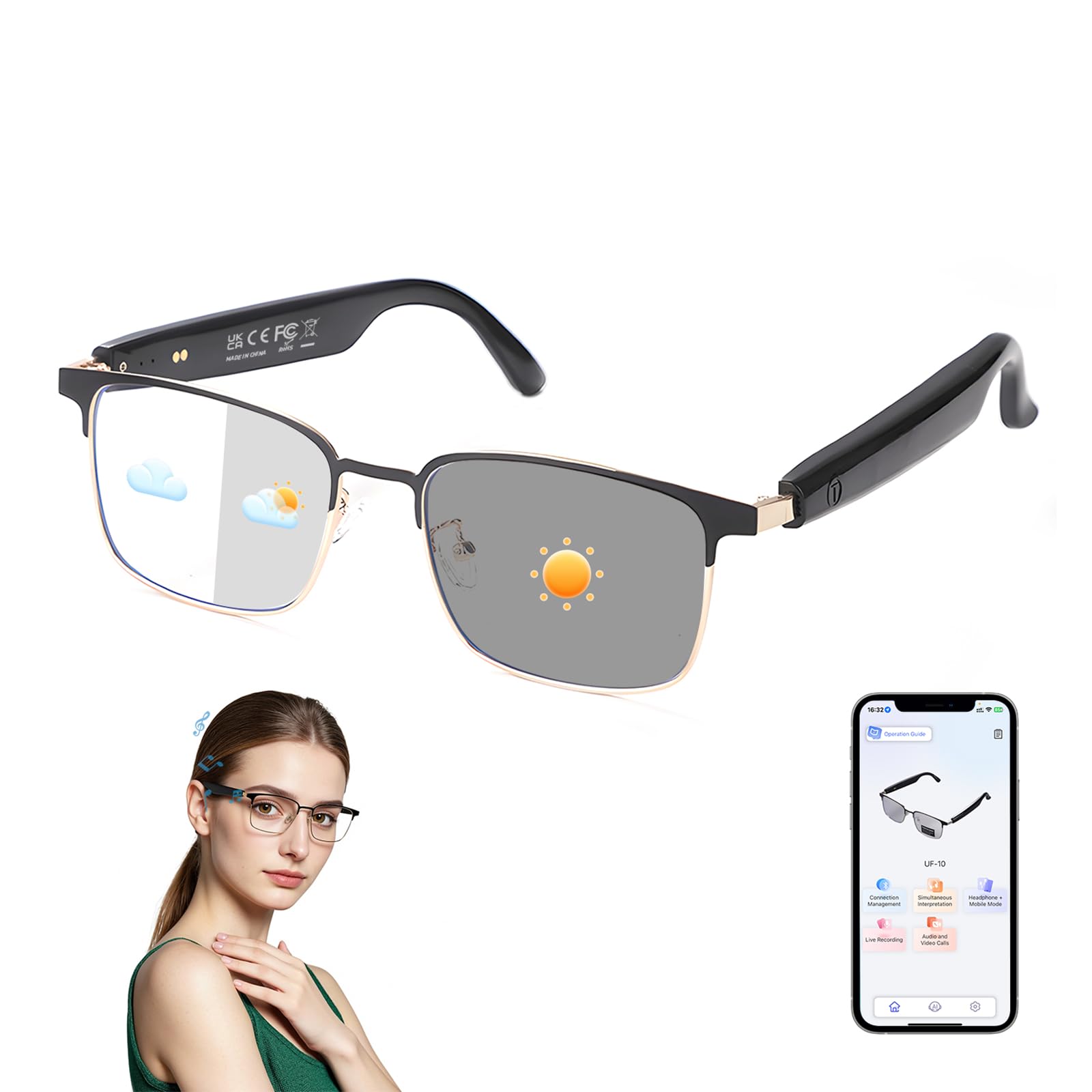 Gafas Bluetooth Traductor Inteligente IA